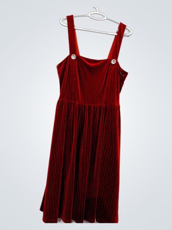 Vestido Vintage Vermelho Veludo Único
