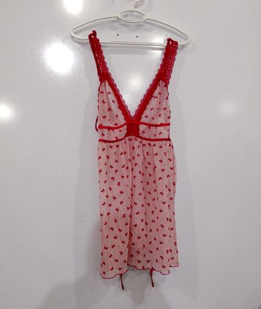 Forever 21 Pink Bow Print Babydoll Dress