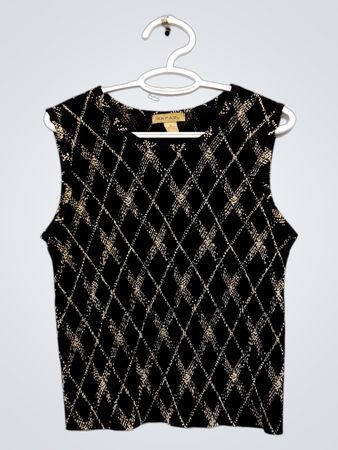 RAFAEL sleeveless black and tan diamond pattern top