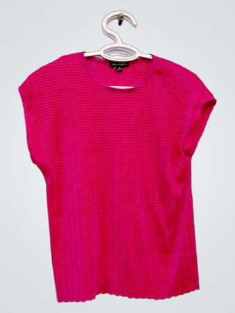 NOTATIONS Women's Pink Textured Short Sleeve Top Size M