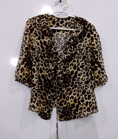 Leoprint Rüschenbluse