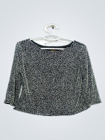 Classic Creations Women's Black & White Patterned Long Sleeve Top