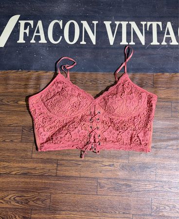 Rosa Spitzen-Corsagen-Crop-Top