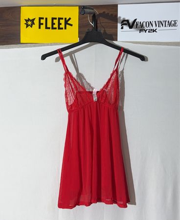 Red Lace Trim Babydoll