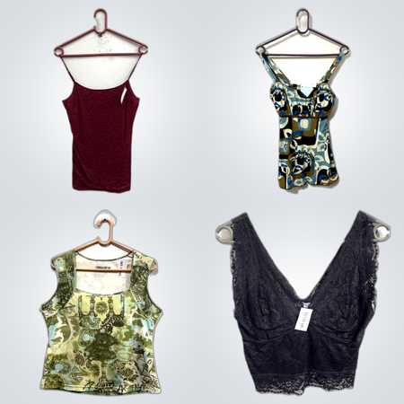 Camisole & Tank Top Bundle - 10 Piece Women's Lace, Printed & Basic Tops Collection
