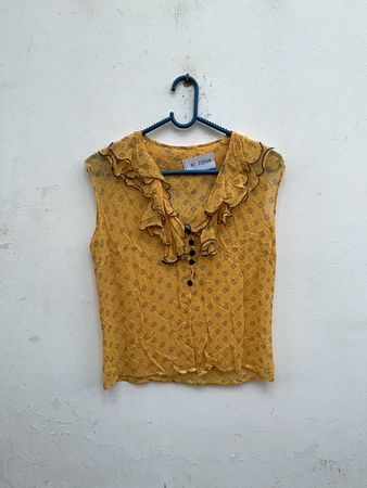 Women's Yellow Ruffled Blouse