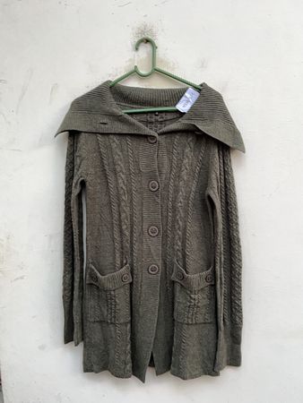 Olive Green Cable Knit Cardigan