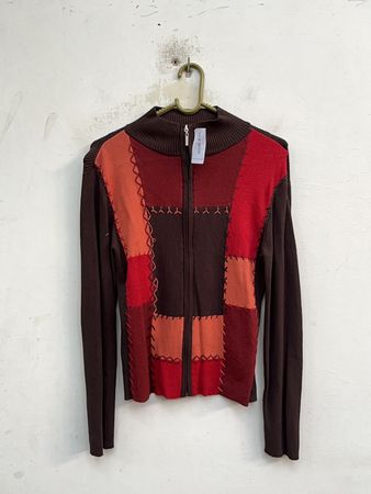 Mango Patchwork Knit Cardigan