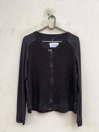 H&M Black Zip-Up Knit Jacket