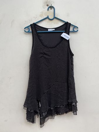 Black Polka Dot Ruffle Blouse