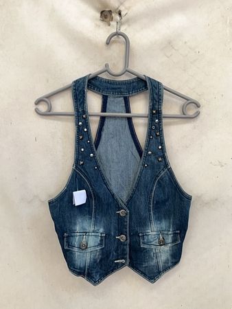Denim Studded Waistcoat