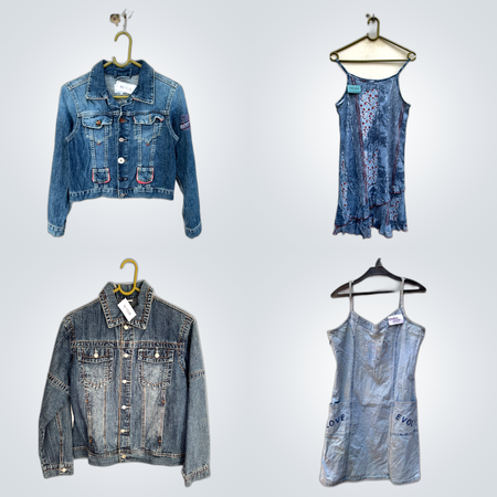 Striped Dresses +Denim Jackets Set(FV 378)