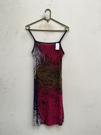 Abstract Print Spaghetti Strap Mini Dress