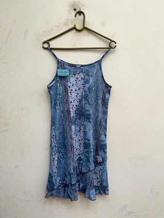 Robe mini en denim à imprimé floral sans marque