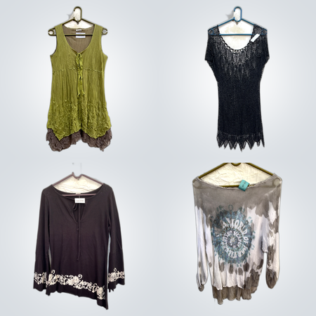 DaniElle Slip Dress Bundle with Lace & Printed Tops