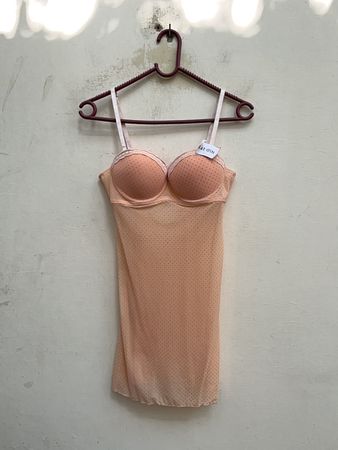 Peach Polka Dot Lace Bustier Top