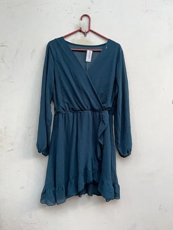 Robe mini enroulée teal H&M
