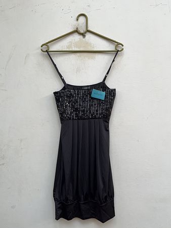 F&F Black Sequined Spaghetti Strap Mini Dress