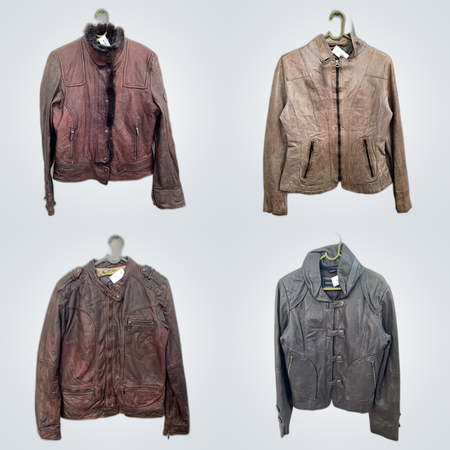 Leather Jackets Bundle - 10 Pc Mix Brands Tan Brown Black Military Coats