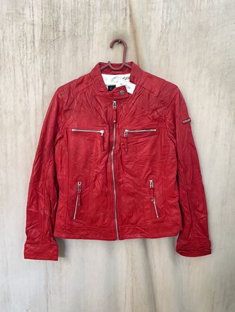 Red Leather Biker Jacket