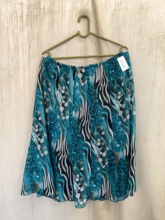 Teal Zebra Print Mini Skirt UK 14
