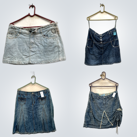 Denim Skirt Bundle - 21 Piece Mini Skirt Collection from Crazy World, Evan-Picone & More