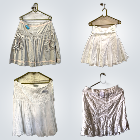 White Floral Mini Skirts