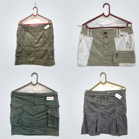 Khaki Embroidered Mini Skirts