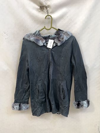 Gray Fur-Trimmed Jacket