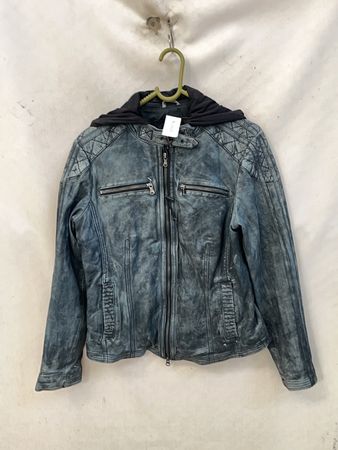 Leather Jacket with Hood