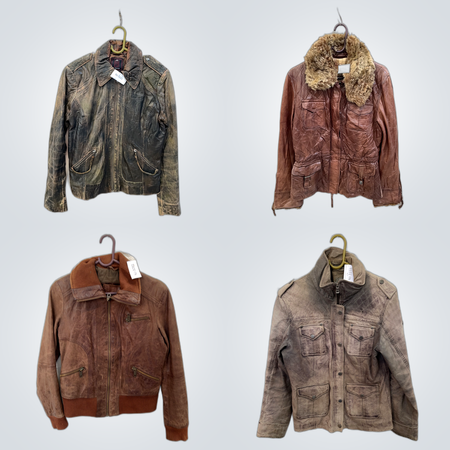 Leather Jacket Bundle - 10 Pc Mix Suede Fur Trim Unbranded Aimy YUNJEI Yessica RED