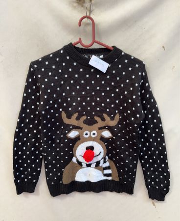 Knitted Sweater with Reindeer Design