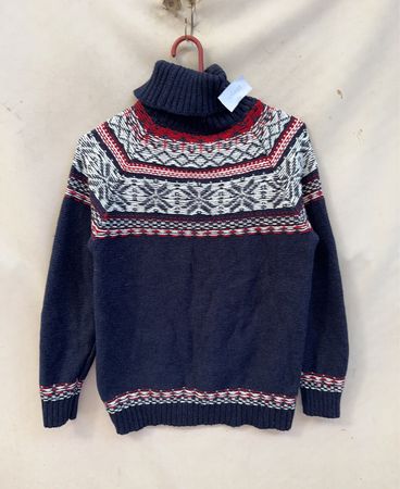 Navy Blue Sweater with Fair Isle Pattern