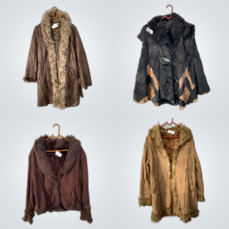 Fur Coats & Suede Jackets Bundle - Tuchan & More Brown Leather Fur Trimmed Coats