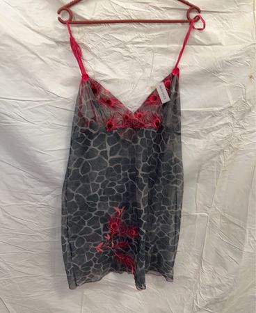 Sheer Nightgown with Pink Embellishments