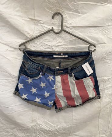 American Flag Denim Shorts