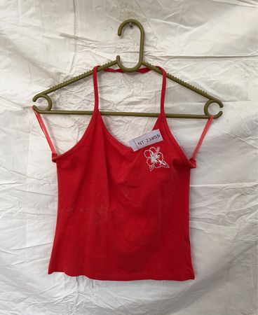 Red Tank Top with White Hibiscus