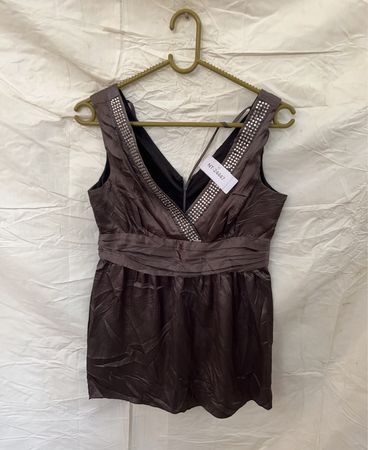 Brown Sleeveless Jumpsuit
