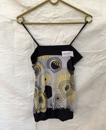 Women's Black and Yellow Patterned Top