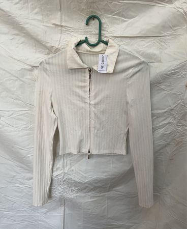 White Collared Long-Sleeve Top