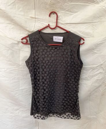 Gray Floral Lace Top