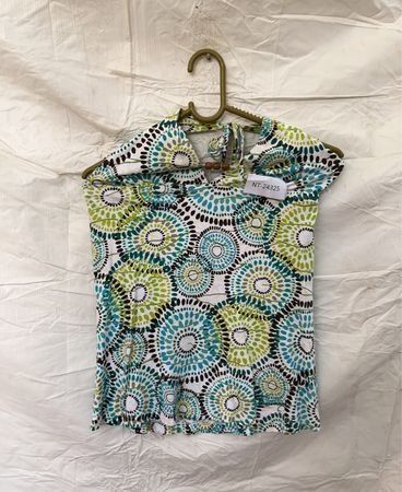 Blouse with Green, Blue, and Black Circular Pattern