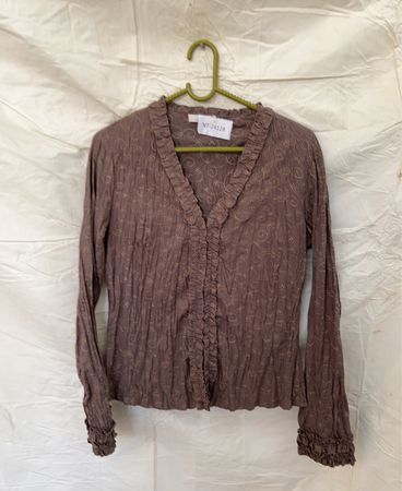 Brown Ruffled Blouse