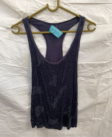 Blue Sequined Tank Top