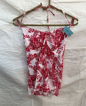 Red and White Floral Bodysuit