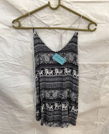 Black and White Elephant Pattern Dress