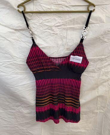 Women's Pink and Black Patterned Tank Top