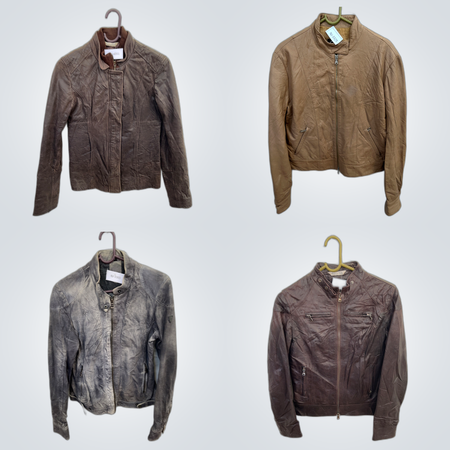 Leather Jacket Bundle - 7 Pc Brown & Gray Mix Lot