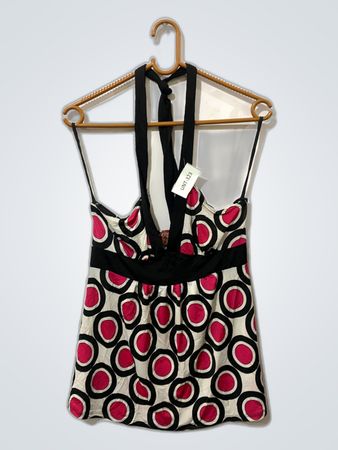 Women's Blouse with Pink and Black Circles