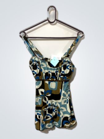 Blue and White Patterned Top